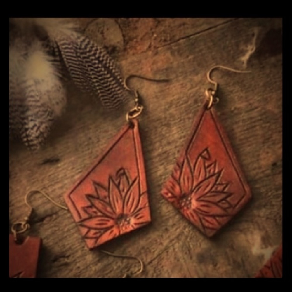 Handmade leather earrings